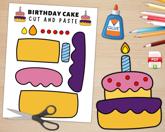 Printable Birthday Cake Craft Template for Kids Birthday