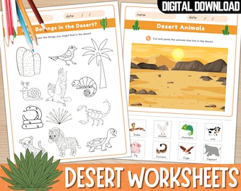 Printable Desert Worksheets for Kids | Desert Animals Activities | Desert Flashcards | Desert Plants | Desert Coloring Activity | PDF