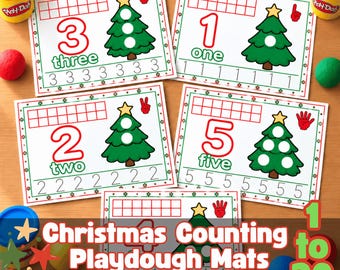 Christmas Counting Play Dough Mats 1–20 | Number Recognition & Counting Activity