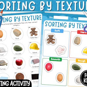 Sorting by Texture | Soft, Hard, Rough, and Smooth | Texture Sorting For Kids | Cut & Paste | Instant Download | PDF