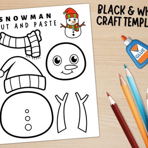 Printable Snowman Craft Template for Kids Winter Activities Color, Cut, and Glue Build a Snowman Digital Download PDF image 2