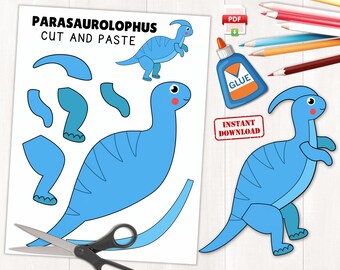 Parasaurolophus Dinosaur Craft Template | Animal Craft | Build a Parasaurolophus Dinosaur | Color, Cut, and Paste | Instant Download | PDF