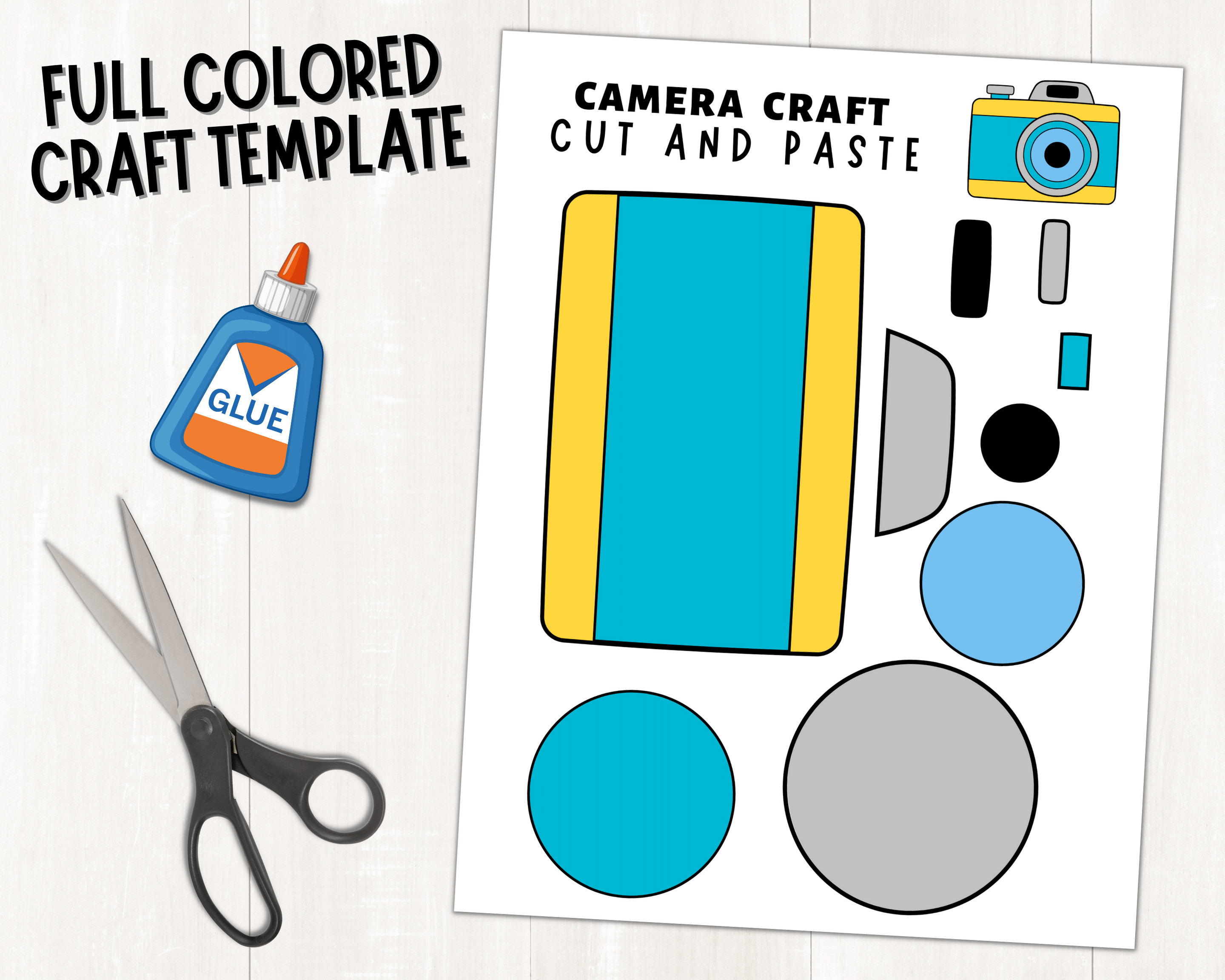 Printable Camera Craft for Kids Camera Cut & Paste Craft Template