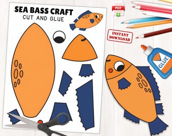 Sea Bass Craft Printable | Ocean Animal Craft for Kids | Sea Life Activity PDF | Instant Download