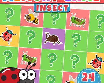 Insect Memory Matching Game Printable | Bug Flashcards for Toddlers | Preschool Bug Activity | Visual Discrimination Game for Kids