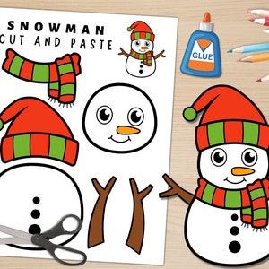 Printable Snowman Craft Template for Kids Winter Activities Color, Cut, and Glue Build a Snowman Digital Download PDF image 1