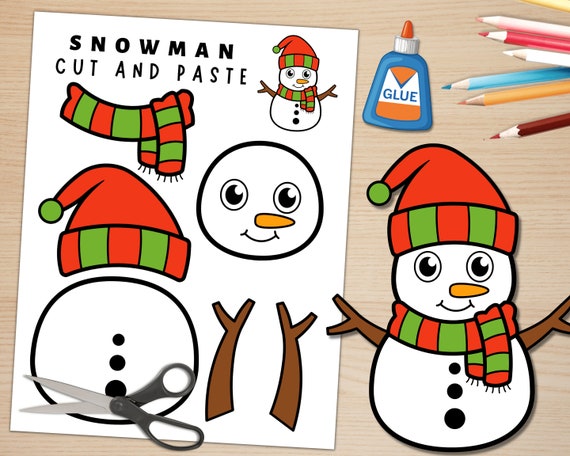 Printable Snowman Craft Template for Kids Winter Activities Color, Cut, and  Glue Build a Snowman Digital Download PDF 