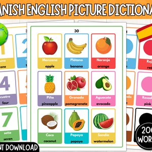 Printable Spanish-English Picture Dictionary | My First 200 Spanish Words | Learn Spanish for Kids | Spanish Flashcards | Digital Download