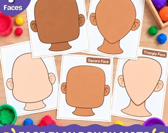 Face Play Dough Mats | Create Faces, Facial Features & Hairstyles | Instant Download