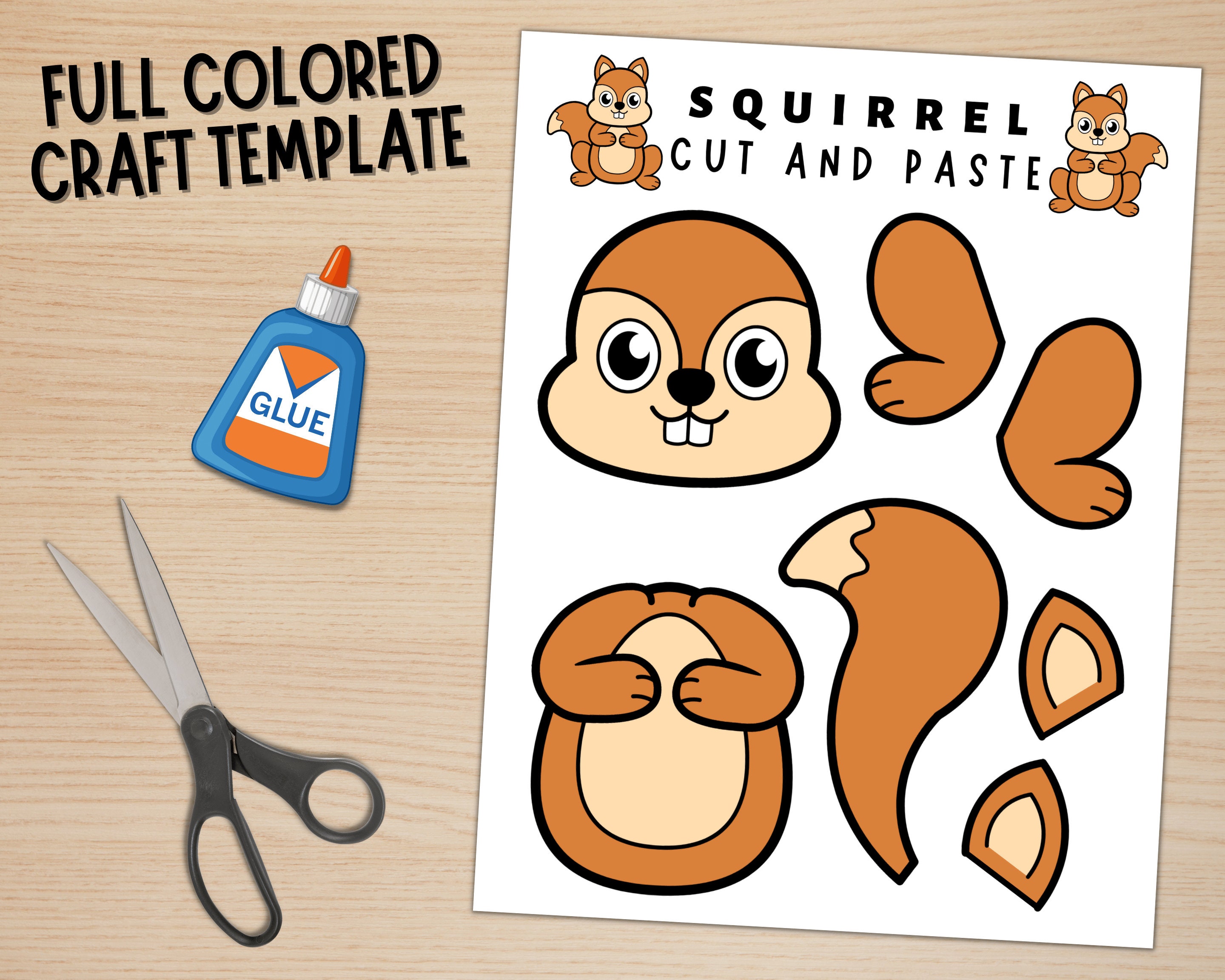 Printable Squirrel Craft Template Forest Animal Craft Fall Printable Squirrel Craft Template Forest Animal Craft Fall