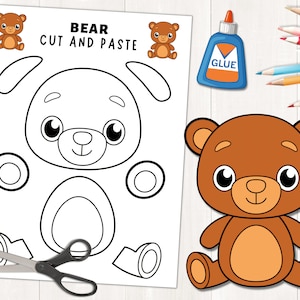 Printable Bear Craft | Forest Animals Craft | Zoo Animal Activity | Color, Cut, and Glue | Paper Bear | PDF