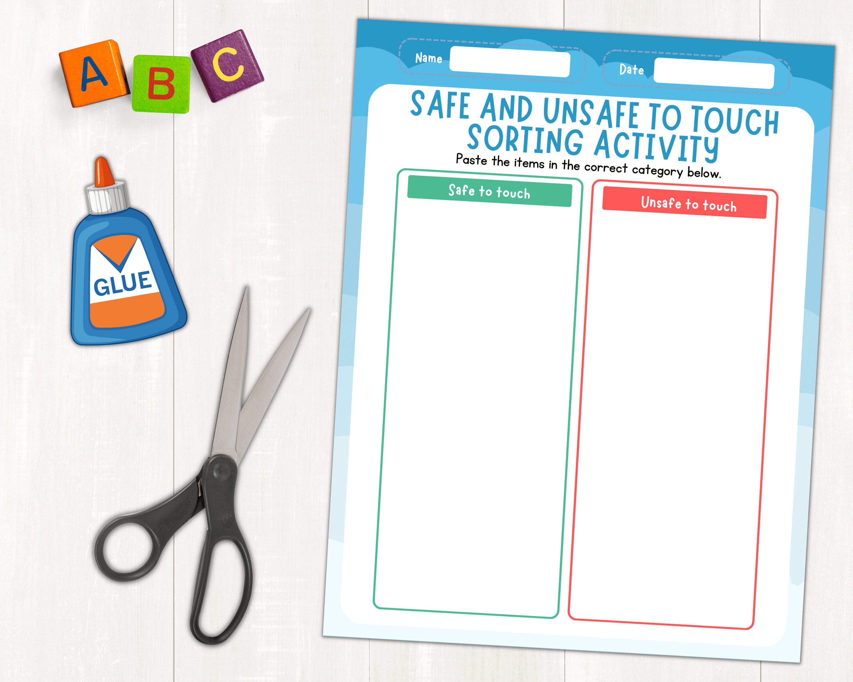 Safe and Unsafe to Touch Sorting Activity Cut and Paste Safe and Safe and Unsafe to Touch Sorting Activity Cut and Paste Safe and
