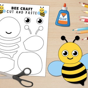 Plantilla imprimible de artesanía de abejas / Actividades de primavera / Página para colorear de abejas / Construir una abeja / Artesanía de insectos / Carta de EE. UU. y tamaño A4