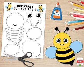 Bee Craft Printable Template | Spring Activities | Bee Coloring Page | Build A Bee | Insect Craft | US Letter and A4 Size