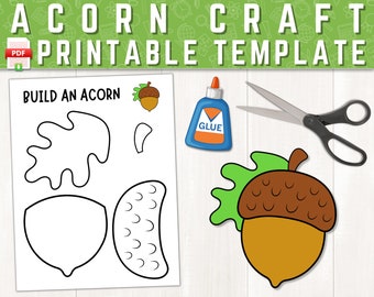 Acorn Printable Craft | Acorn Craft Template for Kids | Fall Activities | Acorn Coloring Page | Build an Acorn | Acorn Cut and Paste Craft