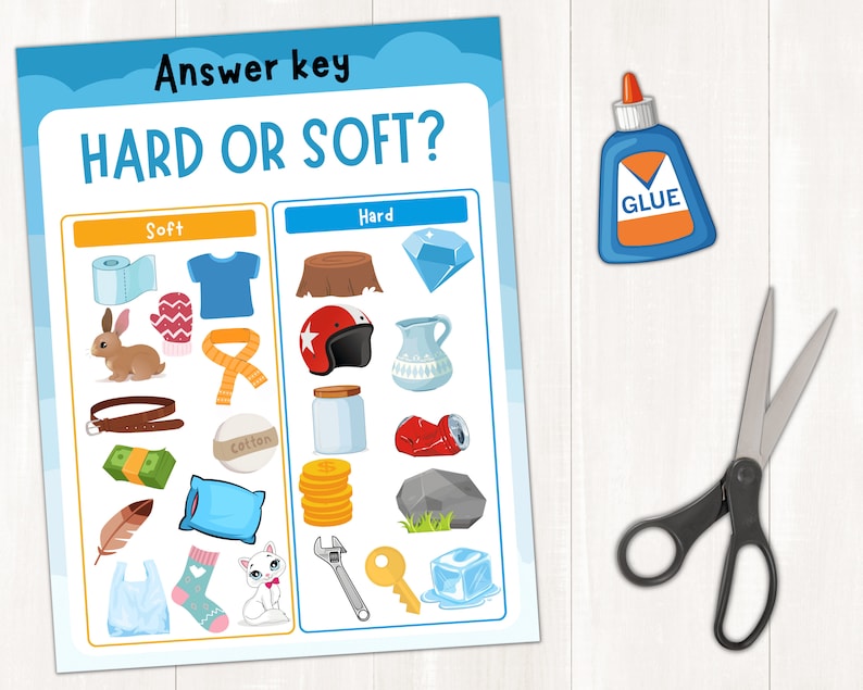 Hard and Soft Materials Sorting Activity Sense of Touch Montessori