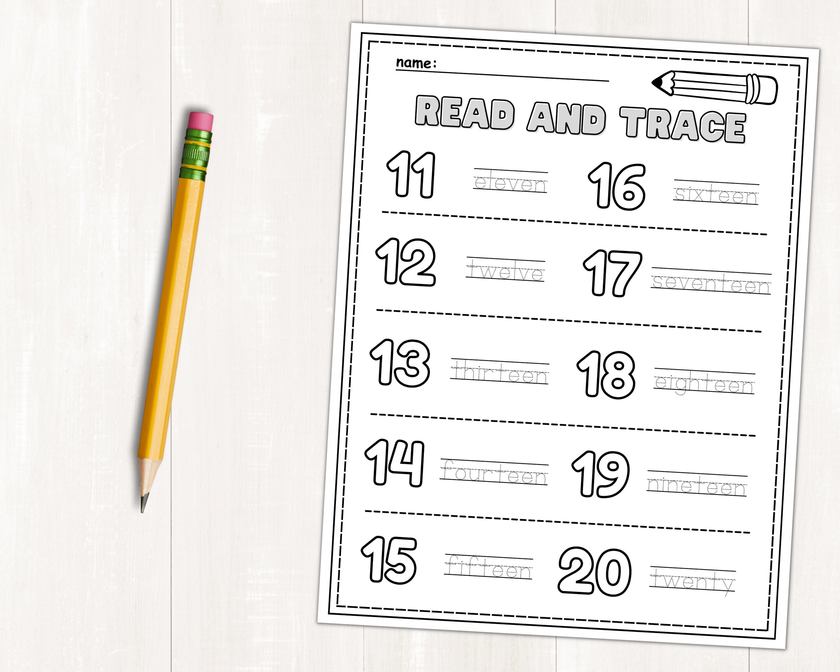 Teen Number Printable Worksheets 1120 Activities for Kindergarten