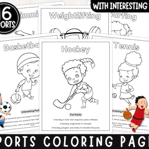 Afdrukbare sportkleurplaten voor kinderen | Interessante feiten over sport | Sportgames Kleurplaten | Leren | Direct downloaden | Pdf