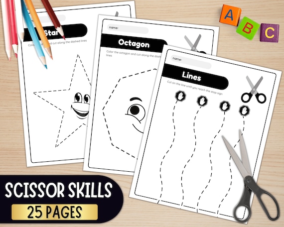Scissor Skills Activities for Kids - Shapes Cutting Practice Worksheets - Printable Scissor Practice Sheets - Beginning Scissors Practice