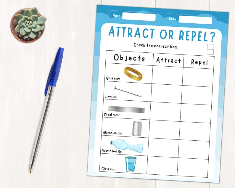 Attract or Repel Worksheets, Activities, Worksheet, Prediction