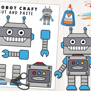 Modello stampabile per robot per bambini / Costruisci un robot / Colora, taglia e incolla / Download istantaneo / PDF