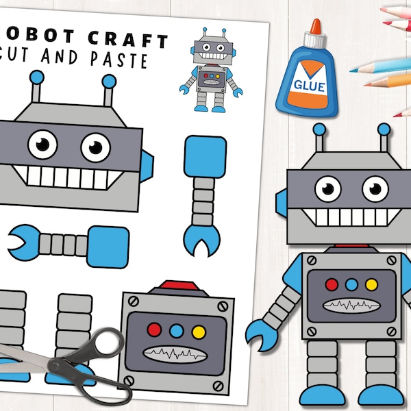 Printable Robot Craft Template for Kids | Build a Robot | Color, Cut, and Glue | Instant Download | PDF