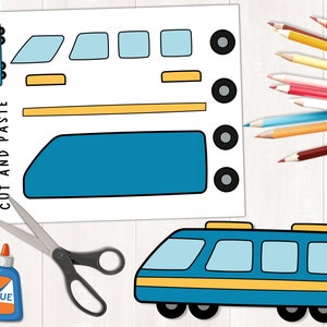 Printable Train Craft | Transportation Craft | Build a Train | Cut and Paste Activity for Kids | Vehicles Craft Activity | PDF