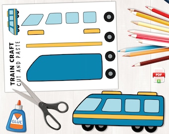 Printable Train Craft | Transportation Craft | Build a Train | Cut and Paste Activity for Kids | Vehicles Craft Activity | PDF