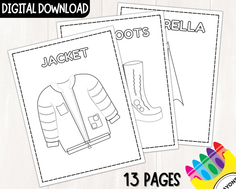 Winter Wear Coloring pages Clothes Coloring Sheets Winter Activity for Kids 13 Winter Clothes Coloring Sheets Printable Pdf image 5