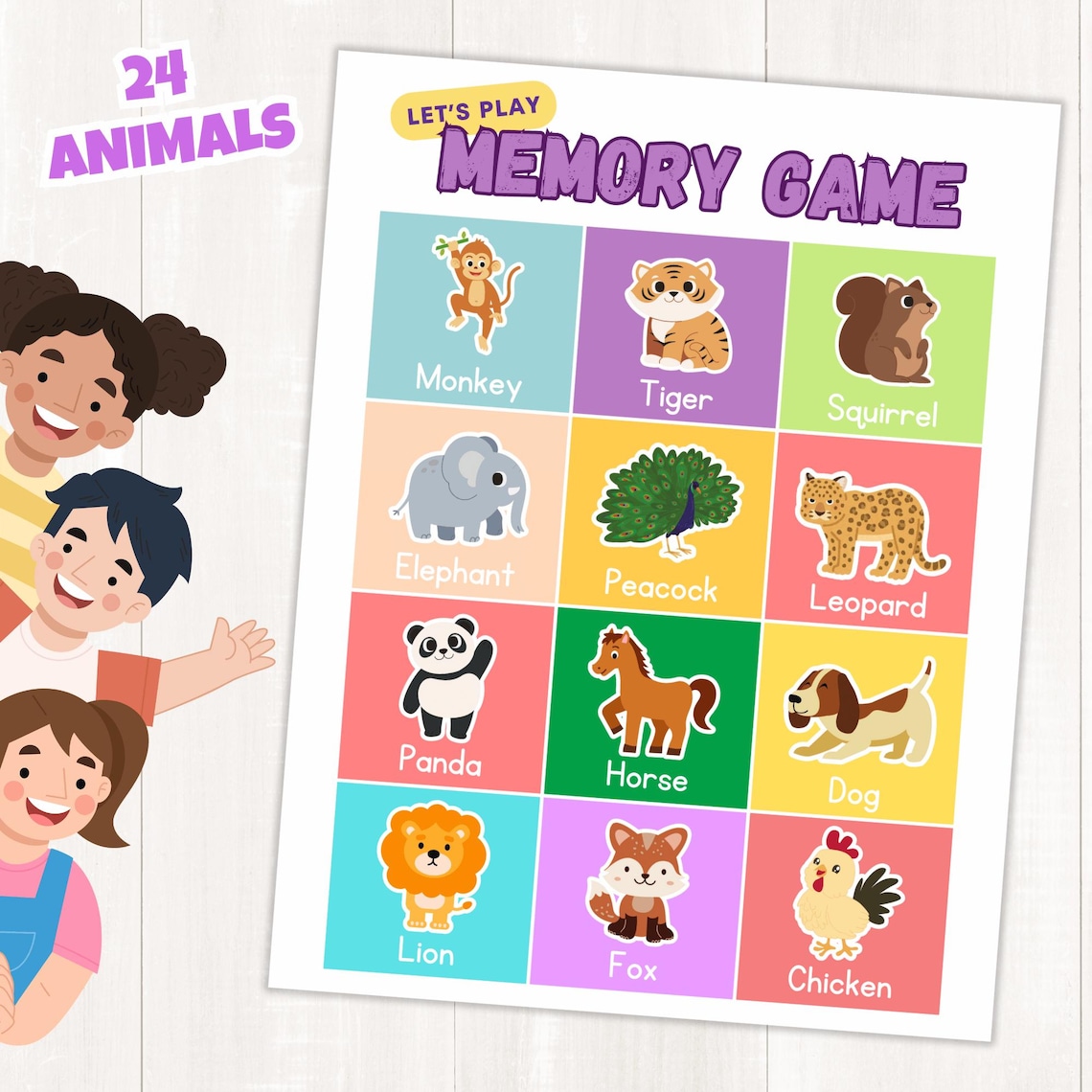 Animal Memory Matching Game | Printable Preschool & Kindergarten ...