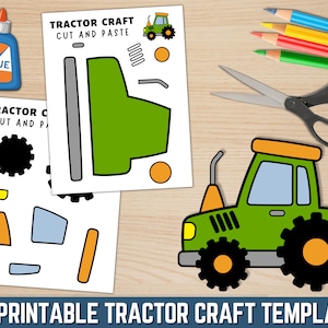 Printable Tractor Craft | Transportation Craft | Build a Tractor | Cut and Paste Activity for Kids | Vehicles Craft Activity | PDF