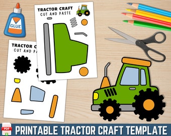 Printable Tractor Craft | Transportation Craft | Build a Tractor | Cut and Paste Activity for Kids | Vehicles Craft Activity | PDF