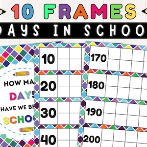 Calendar Ten Frames | Counting the Days of School | Back to School | Classroom Decor | Instant Download | Pdf