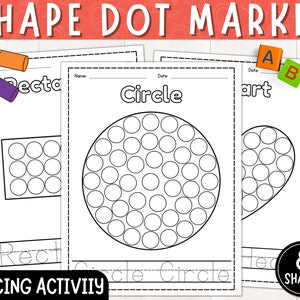2d Shapes Dot Marker | Printable 2d Shapes Do a Dot Coloring Pages | Tracing Activity | Kindergarten | Preschool | Digital Download | PDF