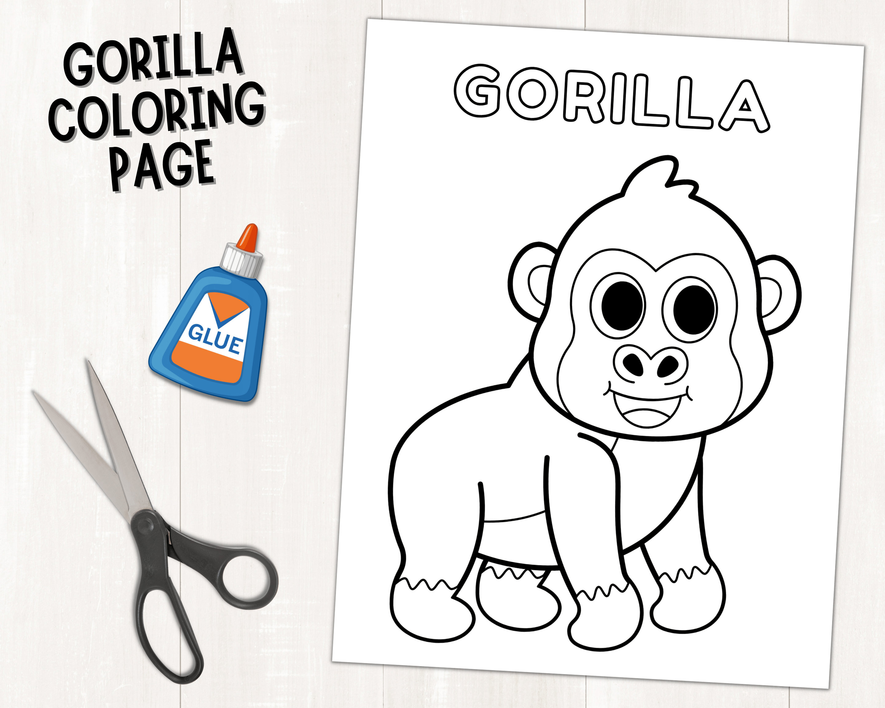Printable Gorilla Craft for Kids | Forest Animal Craft | Zoo Animal ...