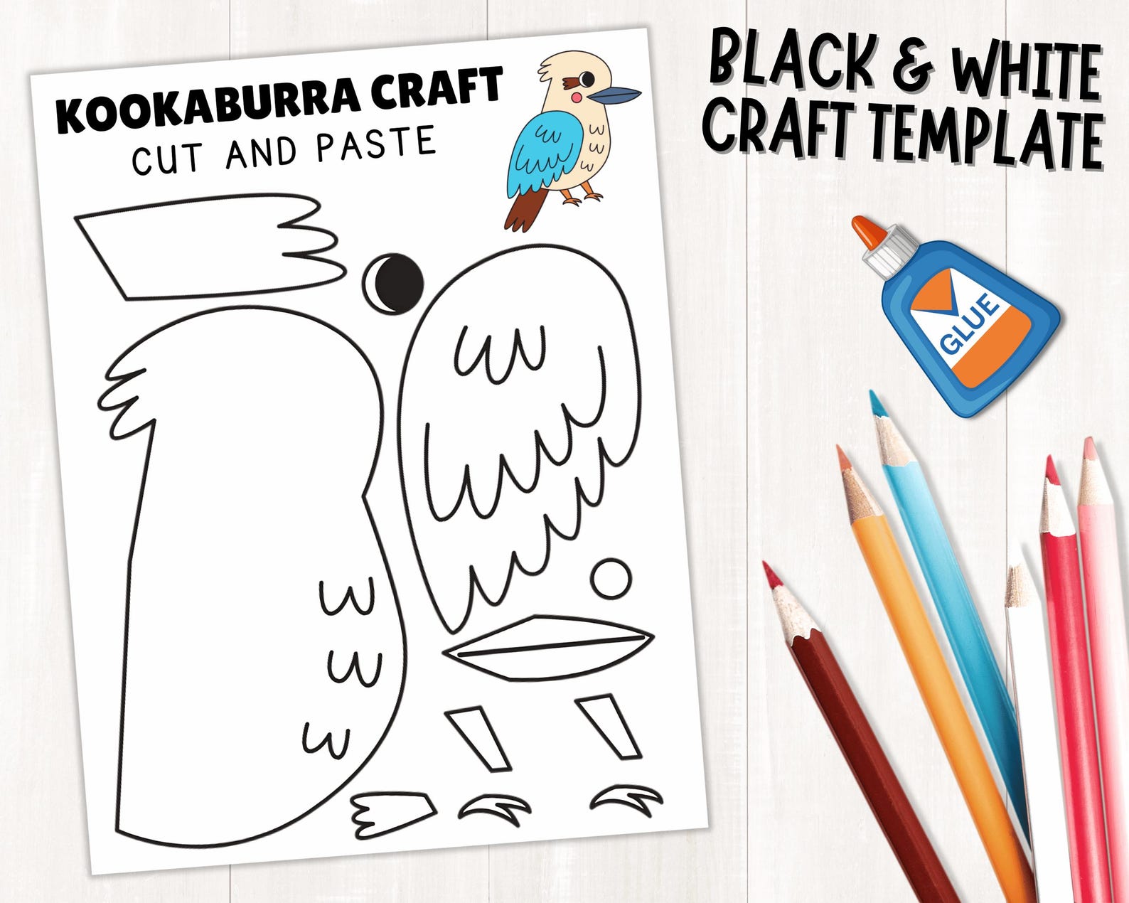 Printable Kookaburra Craft for Kids | Australian Bird Activity | Cut ...