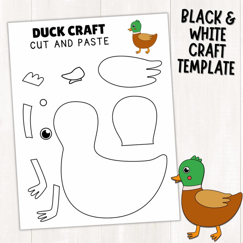 Duck Craft Template For Kids Paper Duck Activity Farm Animal Craft Duck Craft Template For Kids Paper Duck Activity Farm Animal Craft