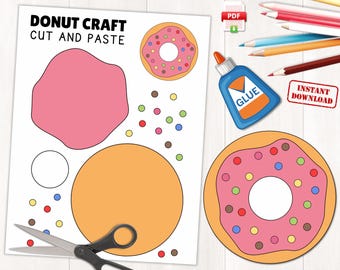 Donut Craft for Kids | Printable Food Craft Activity | Birthday Activities | Instant Download