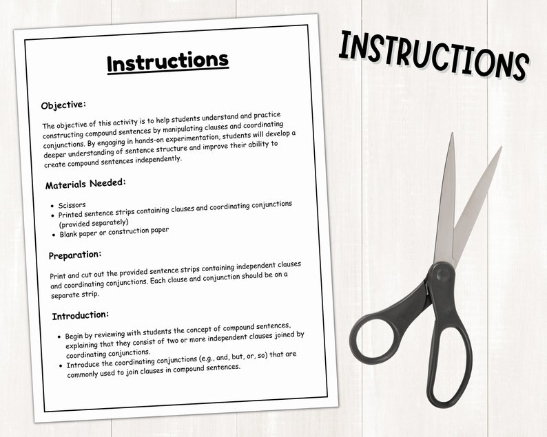 Compound Sentences Hands-on Activity | Sentence Building Activity ...