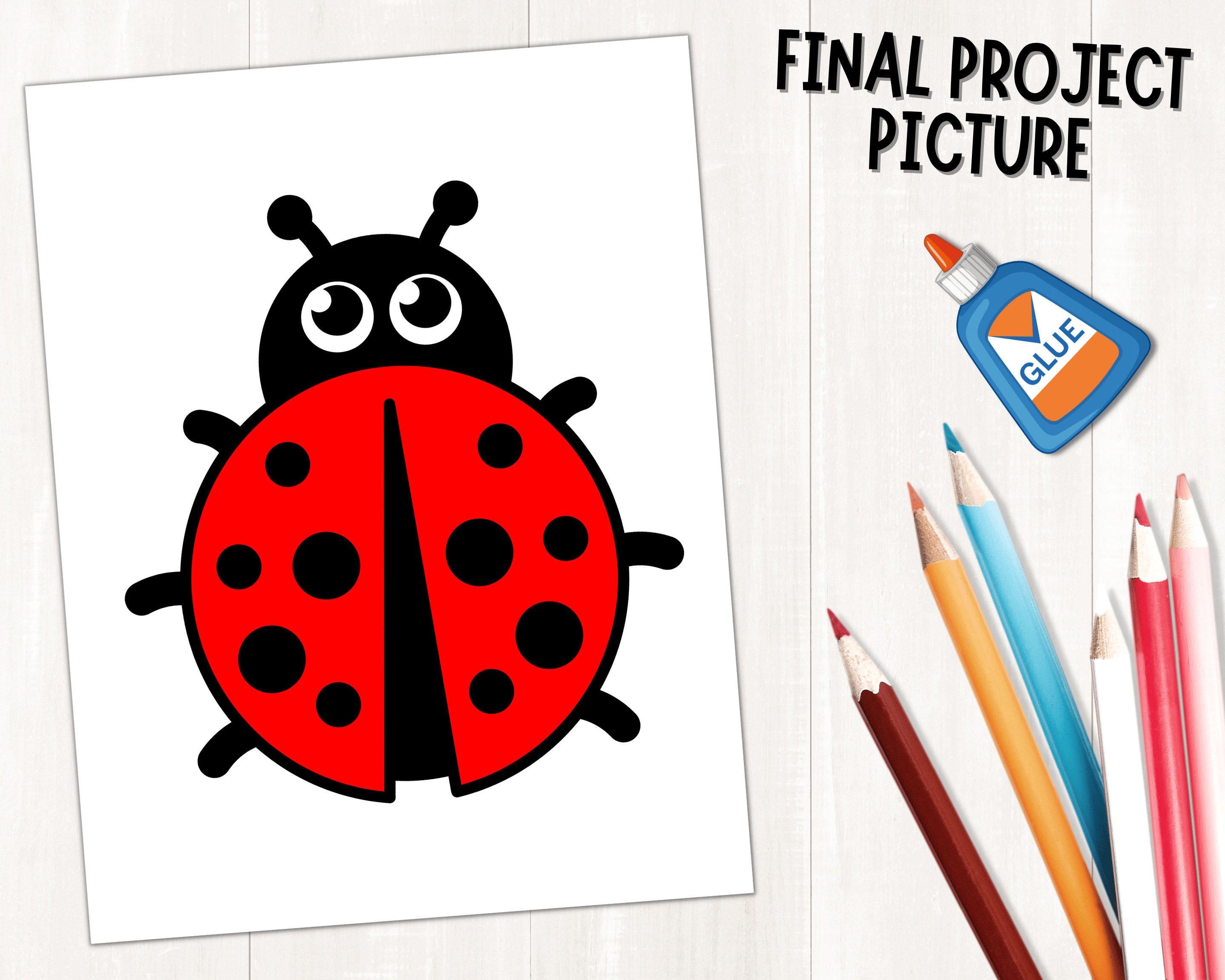 Printable Ladybug Craft Template for Kids Spring Activity Insect Printable Ladybug Craft Template for Kids Spring Activity Insect