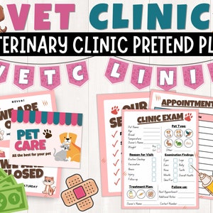 Vet Clinic Dramatic Play Printables | Veterinary Clinic Pretend Play | Preschool Activities | Flower Market | Instant Download