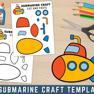 Printable Submarine Craft | Transportation Craft | Build a Submarine | Indoor Preschool Activity | Vehicles Craft |  Submarine Paper Craft