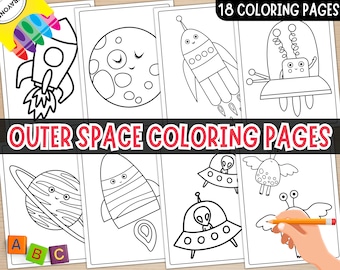 Printable Outer Space Coloring Sheets | Astronaut Coloring Pages for Kids | Solar System Coloring Pages | Aliens | Instant Download | PDF