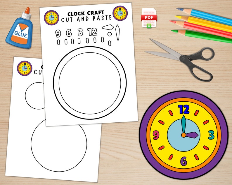 Printable Clock Craft for Kids, Telling Time Activity, Build a Clock, Make Your Own Clock