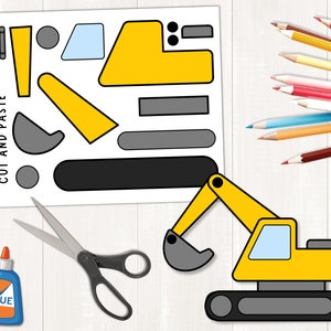 Excavator Craft for Kids | Printable Template | Construction Vehicle Craft | Build an Excavator | Excavator Paper Craft | PDF