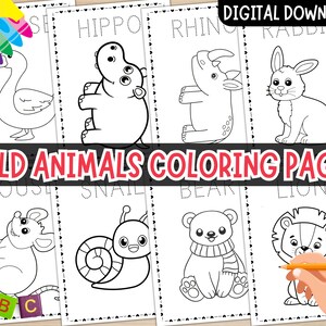 Malbuch zum Ausdrucken, Wildtiere Malbuch, Malbuch, Malvorlage für Kinder, digitaler Download, Pdf