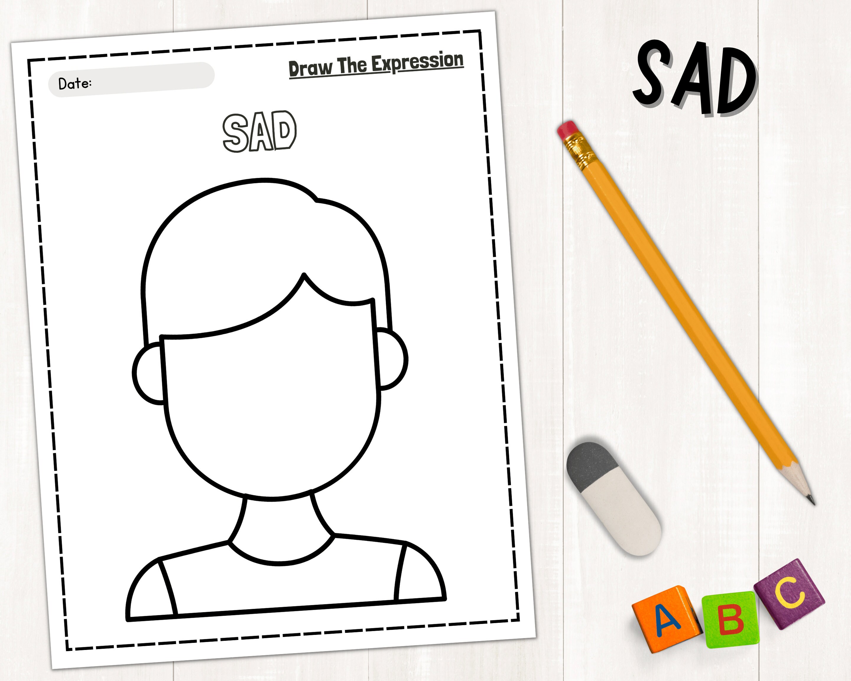 Draw the Expression Worksheets - Drawing Facial Expressions