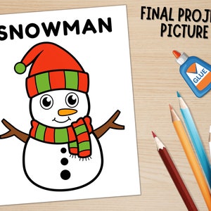 Printable Snowman Craft Template for Kids Winter Activities Color, Cut, and Glue Build a Snowman Digital Download PDF image 4