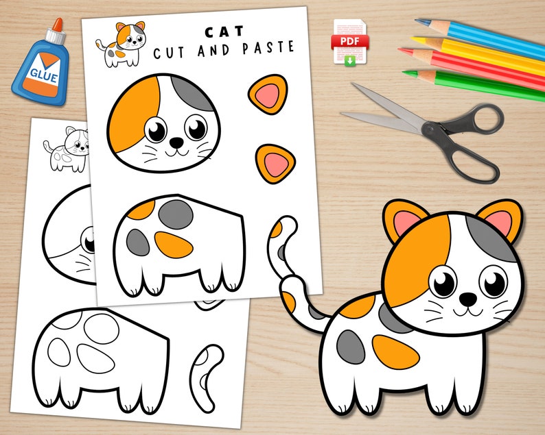 Printable Cat Craft Template Pet Animal Craft Farm Animal Printable Cat Craft Template Pet Animal Craft Farm Animal