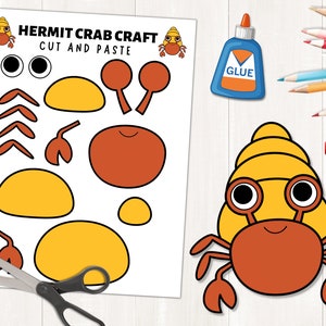 Einsiedlerkrebs Handwerk | Sea Life Aktivität | Ozean Tiere Handwerk | Ausschneiden & Einfügen | Druckbare PDF | Einsiedlerkrebs bauen | Einsiedlerkrebs Papierhandwerk